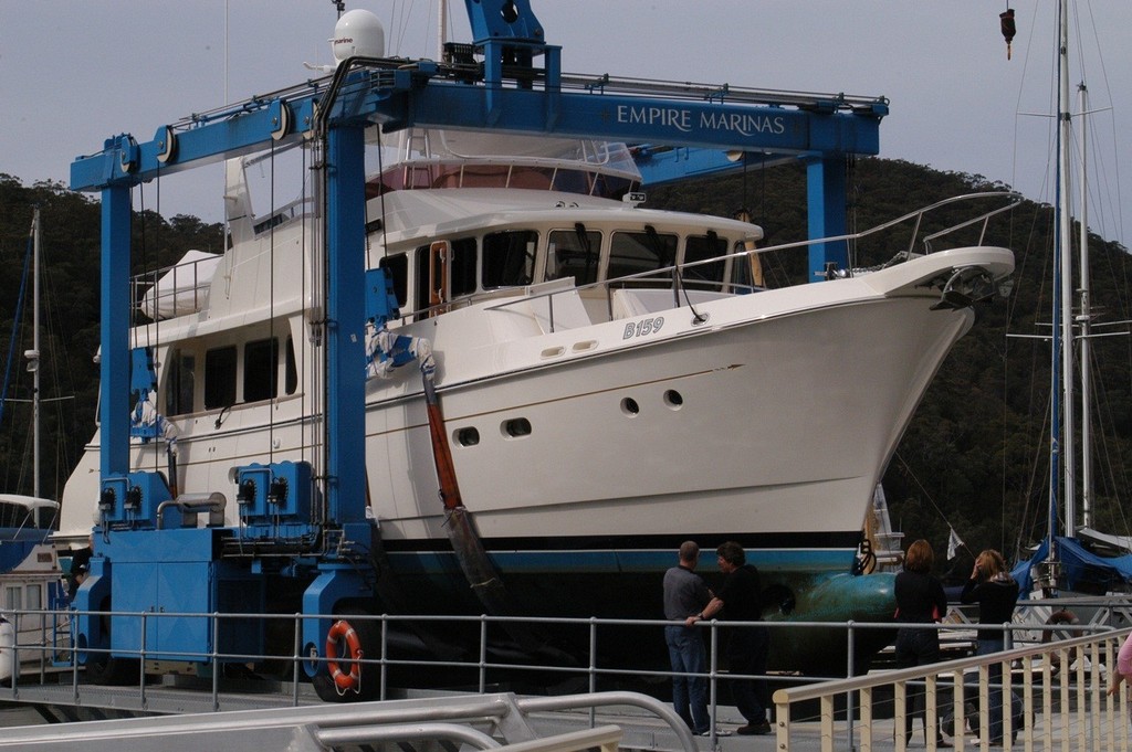 Travel Lift at Empire Marina Bobbin Head is backed up by an efficient hard stand area.  © Image supplied .